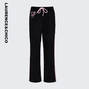 Laurence&Chico 女士23新款 黑色爱心抽绳运动风休闲裤 L&C 运动裤
