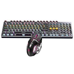 RK528无线朋克机械键盘鼠标套装 青轴办公电竞游戏蓝牙有线三模