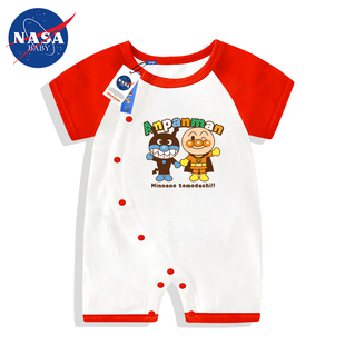 NASA面包超人婴儿衣服夏装 短袖 空气棉哈衣包屁衣 新生儿连体衣半袖