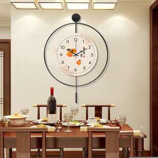乐喜表客厅玄关餐厅装 饰画新中式 家用静音 平安挂钟时钟挂钟网红款
