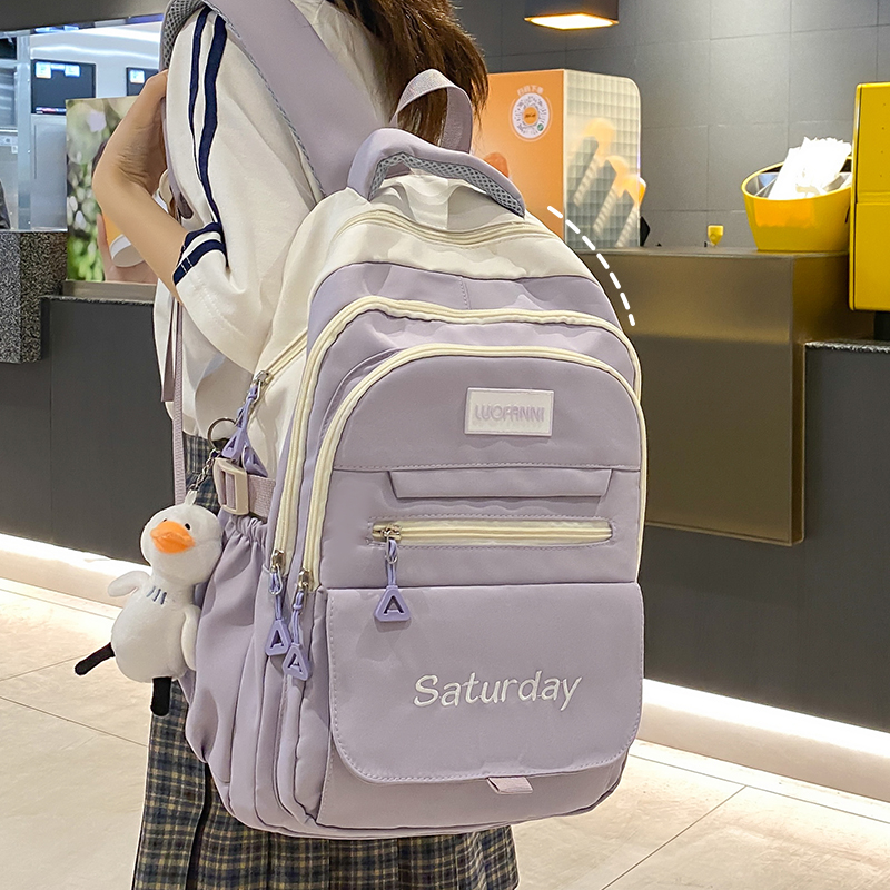 高中生大容量设计感双肩包中学生宽背带减负背包 书包女生初中韩版