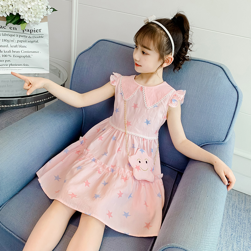 五六七八十10岁粉色小女孩公主裙子甜美高级感 韩系女童连衣裙夏季