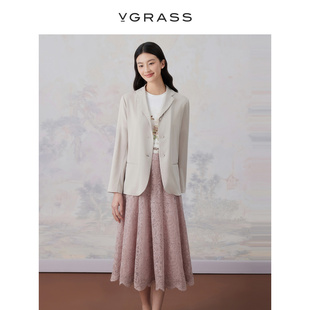 VGRASS软西装 外套女夏季 收腰短外套VSW2O20380 系列轻薄桑蚕丝西装