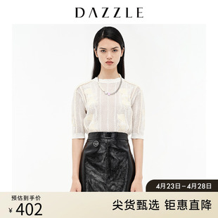 DAZZLE地素奥莱 针织衫 爱心提花薄款 上衣女2D3E3231B 个性