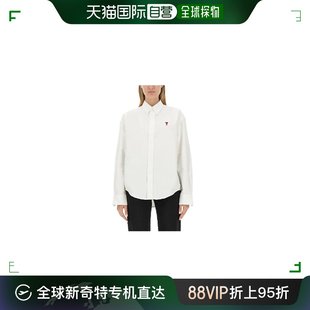 香港直邮AMIPARIS 男女同款 衬衫 白色 爱心刺绣翻领单排扣长袖