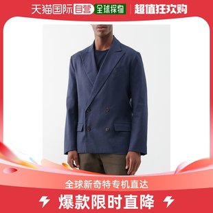 香港直邮Commas 男士 外套 双排扣亚麻混纺西装