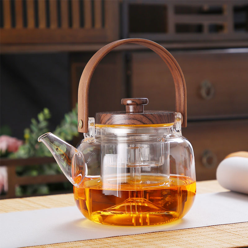 煮茶器 泡茶壶家用耐高温茶具提梁电陶炉烧水壶 玻璃双内胆煮茶壶
