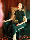 传统老上海旗袍裙长款 蚀骨优雅年轻款 夏 少女复古民国风日常生活装